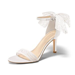 Coutgo Lace Bow Tie Back Open High Heel, 10D, 145S005